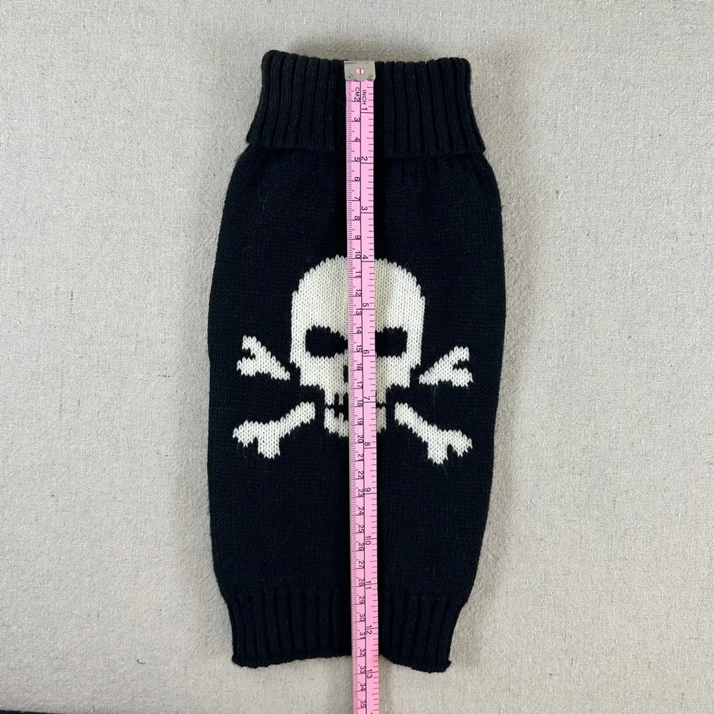 Skull & Crossbones Black & White Knit Dog Sweater